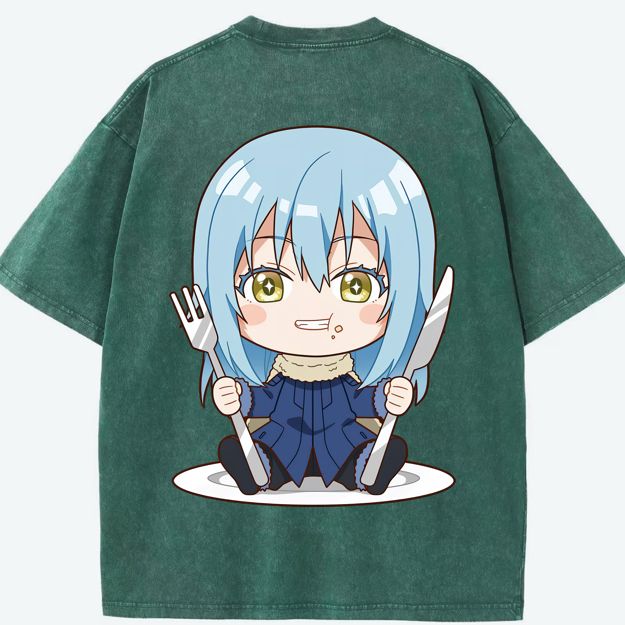 （画像用） 転スラ Regarding Reincarnated to Slime 綿100% ヴィンテージ風 半袖Tシャツ（背面プリント）